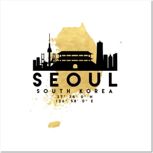 Seoul South Korea Skyline Map Art Posters and Art